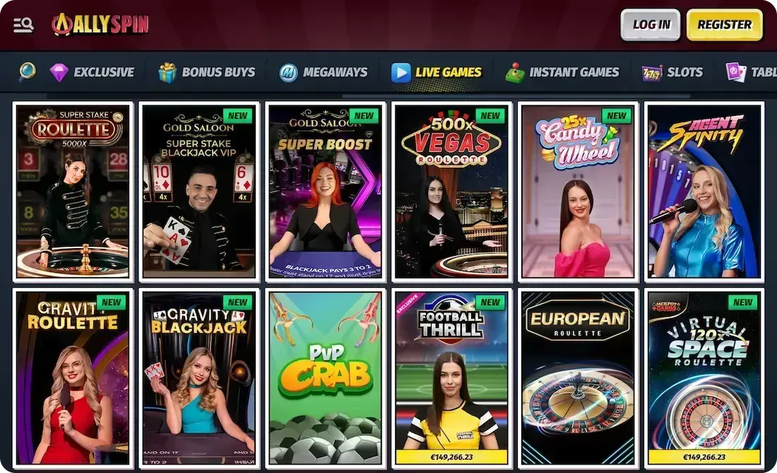 allyspin casino live games